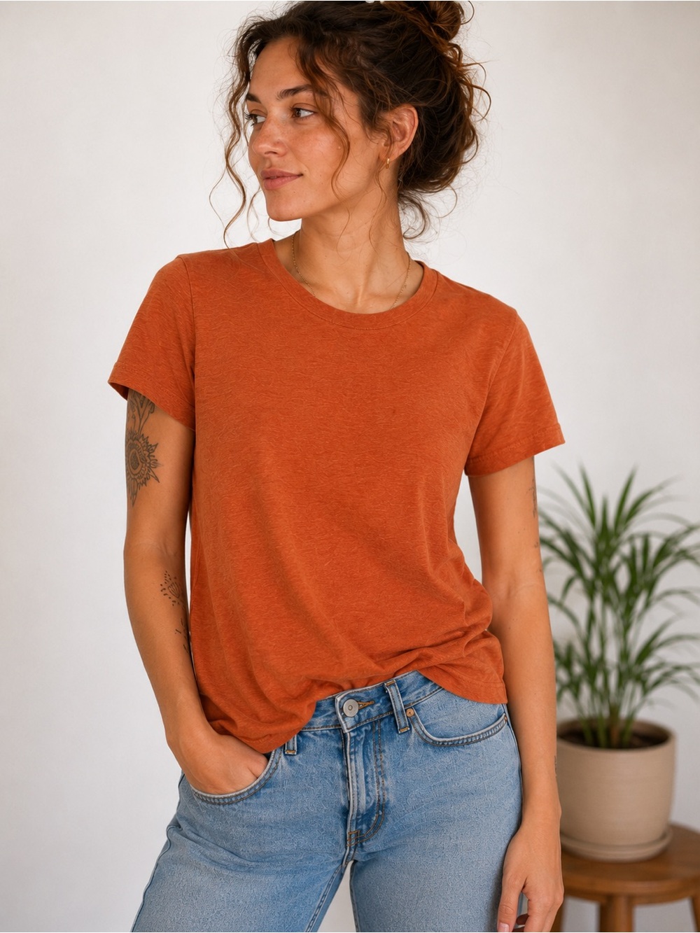 Jungmaven Rust Orange Hemp Organic Cotton Tee Shirt